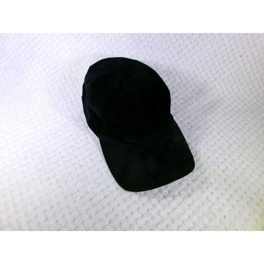 Rag & Bone Unisex OS Baseball Cap Black Calf Suede Leather Strapback Hat